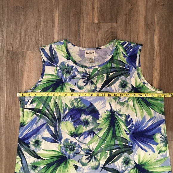 *SOLD* Bon Worth Tropical Print Sleeveless Blouse - Picture 5 of 6